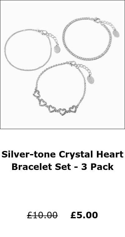Silver-tone Crystal Heart Bracelet Set