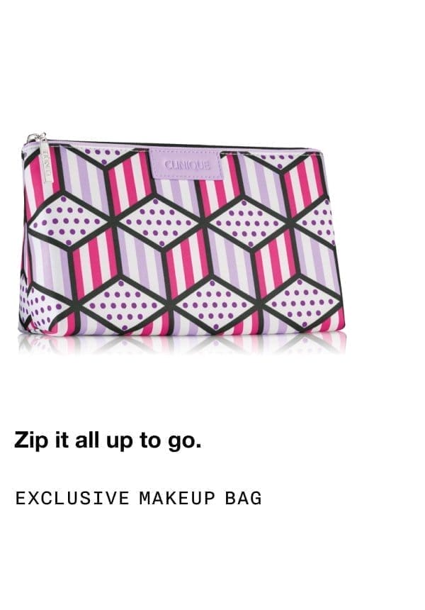 Zip it all up to go. Exclusive makeup bag