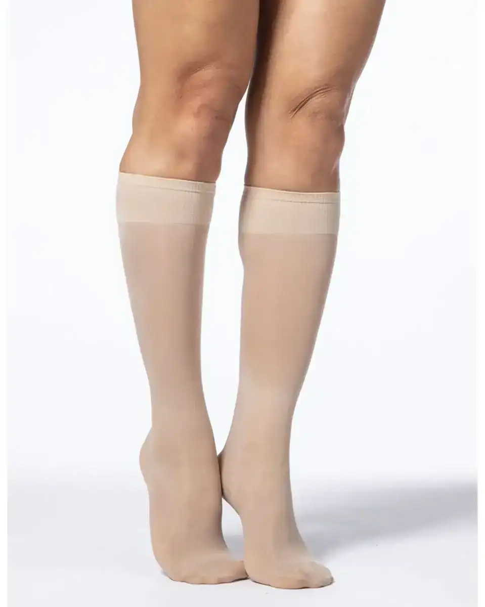 Image of Sigvaris 120C Sheer Fashion Closed Toe Knee Highs 15-20 mmHg