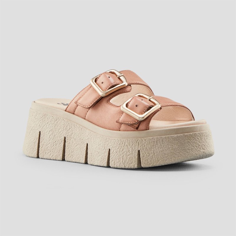 Astrid Luxmotion Leather Wedge Sandal in Nude