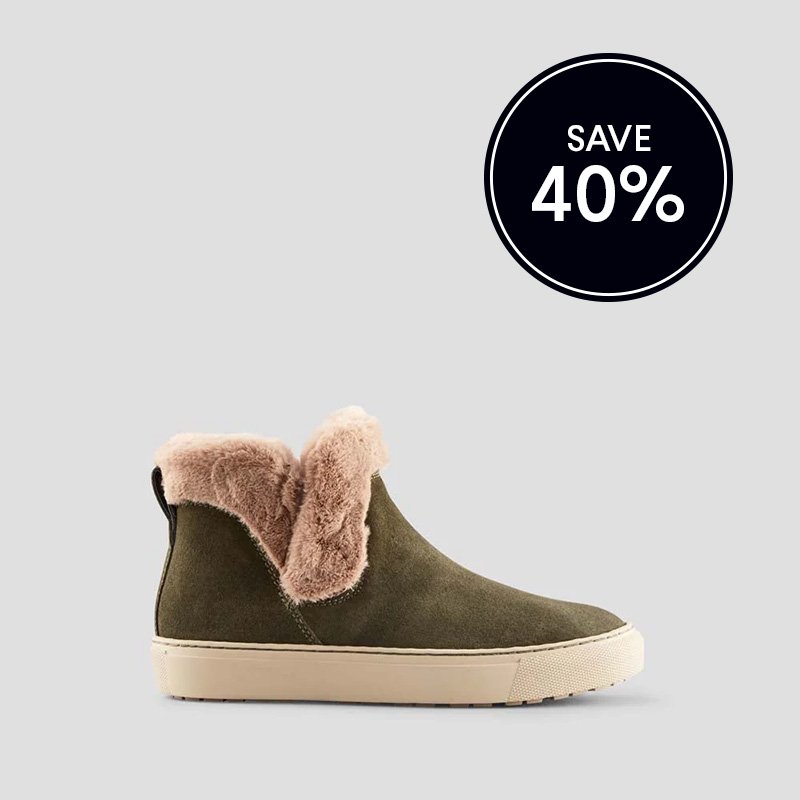 Duffy Suede Waterproof Winter Sneaker in Olive