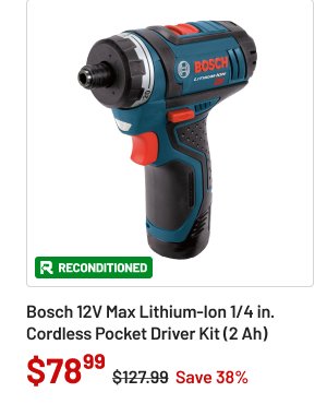 Bosch 12V Max Lithium-Ion 1/4 in. Cordless Pocket Driver Kit