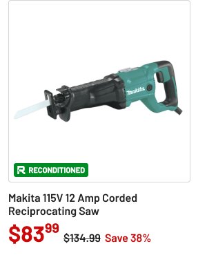 Makita 115V 12 Amp Corded Reciprocating Saw
