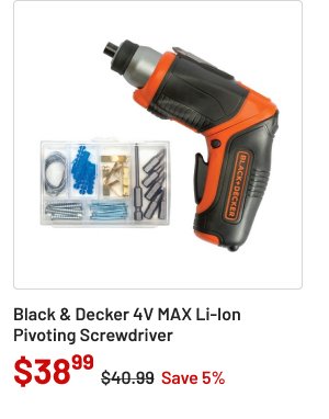 Black & Decker 4V MAX Li-Ion Pivoting Screwdriver