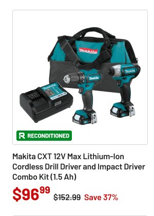 Makita CXT 12V Max Lithium-Ion Cordless Drill Driver and Impact Driver Combo Kit