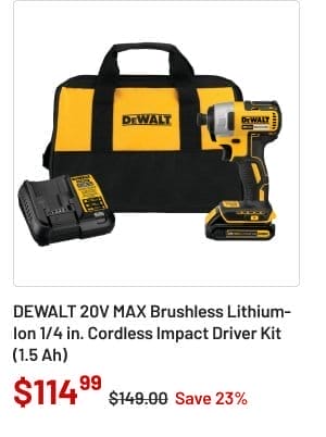 DEWALT 20V MAX Brushless Lithium-Ion 1/4 in. Cordless Impact Driver Kit