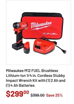 Milwaukee M12 FUEL Stubby 1/4 in. Impact Wrench Kit