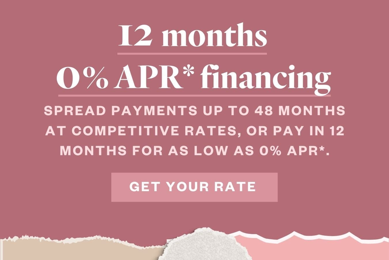 12 months 0% APR* financing