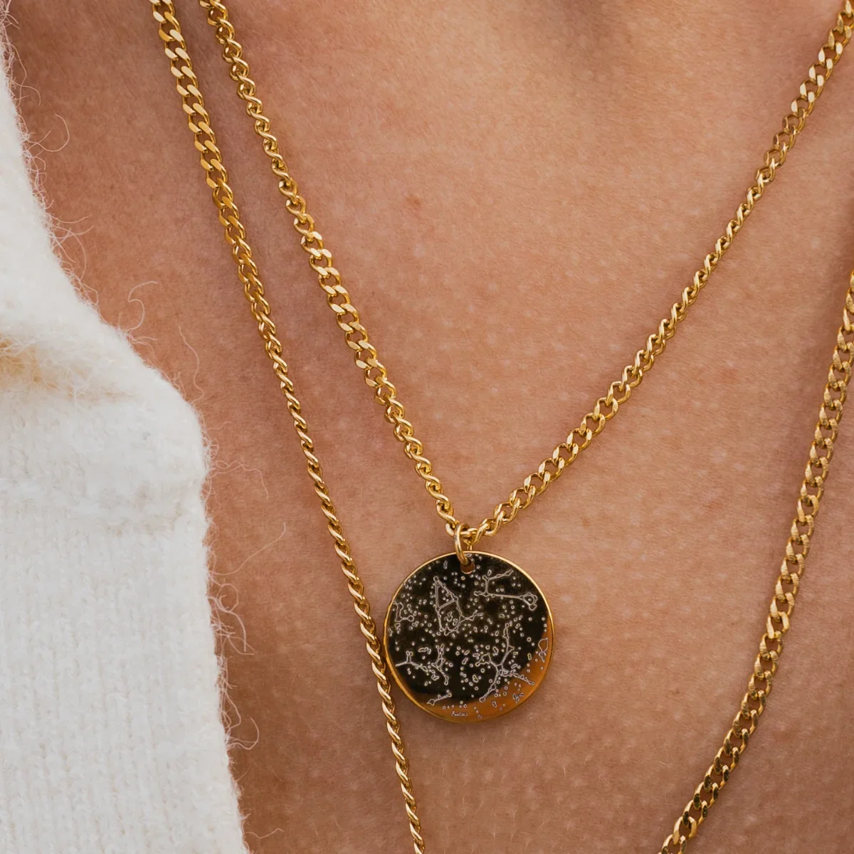 Image of Custom Star Map Coin Necklace