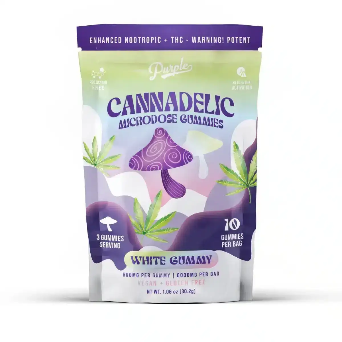 Image of Purple Magic Cannadelics Mushroom Gummies 10pc - White Gummy