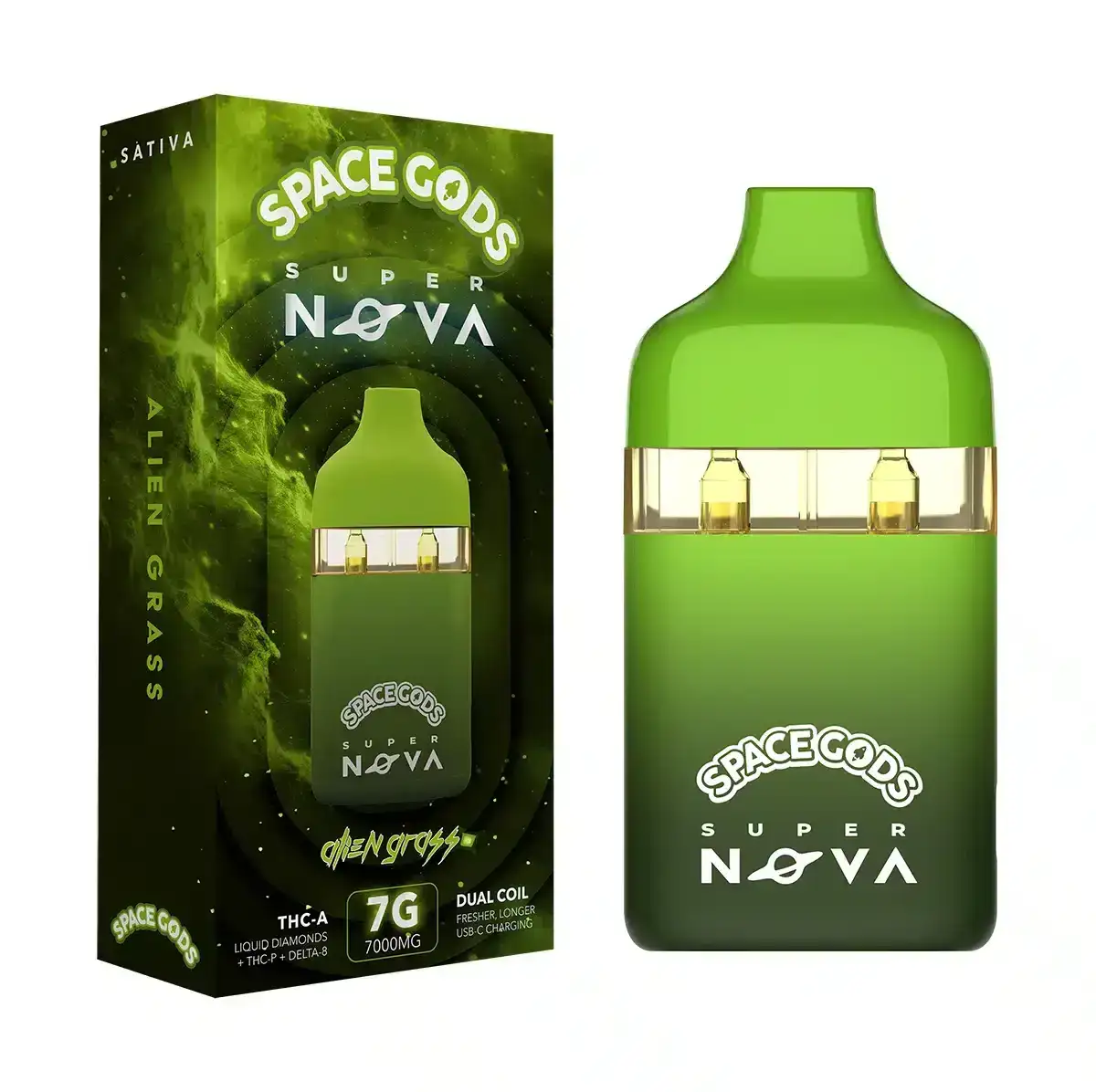 Image of Space Gods Super Nova THC-A Liquid Diamonds Dual Coil Disposable Vape Pens 7g