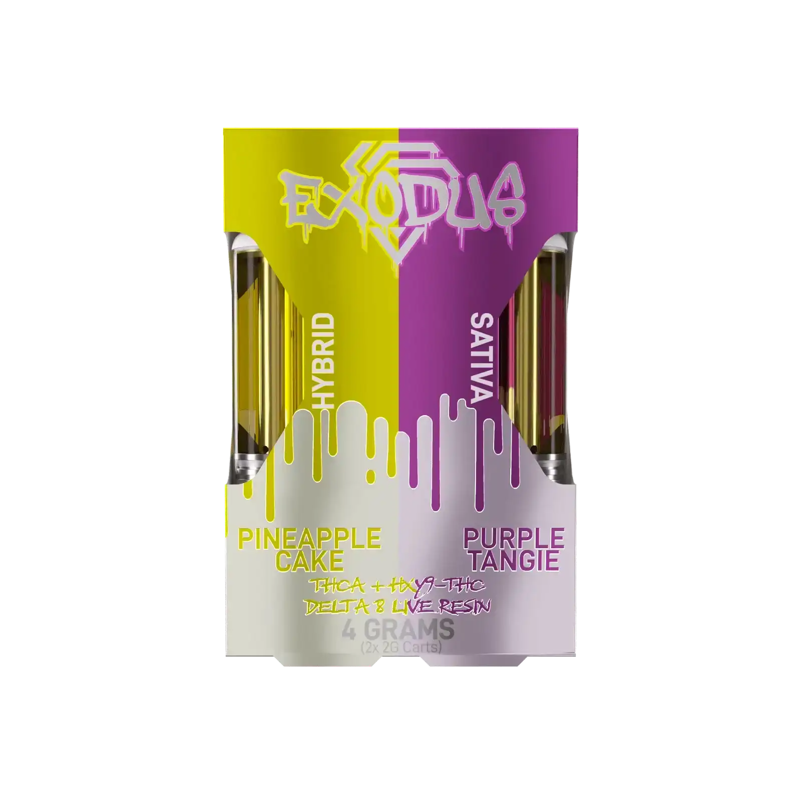 Image of Exodus THC-A Duo Flavor 510 Cartridges (4g) - Pineapple Cake x Purple Tangie