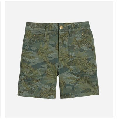 "Ab"solution Skyrise Patched 7" Inseam Camo Print Short with Raw Hem