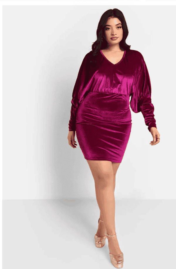 Elia Velvet Dolman Sleeve Mini Bodycon Dress