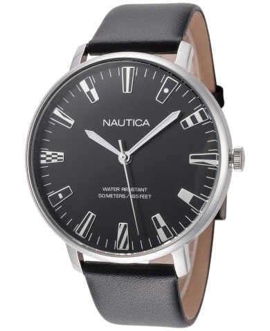 Image of Nautica Men's Caprera NAPCRF910 43mm Black Dial Leather Watch