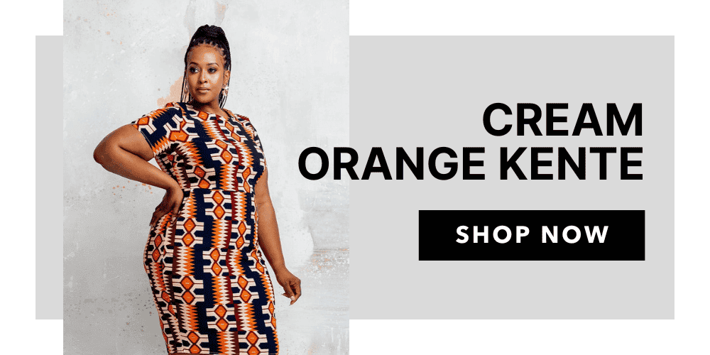 CREAM ORANGE KENTE