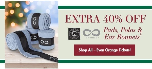 Extra 40% OFF Pads, Polos & Ear Bonnets from Rider's International & Stride