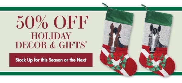 50% OFF Holiday Decor & Gifts