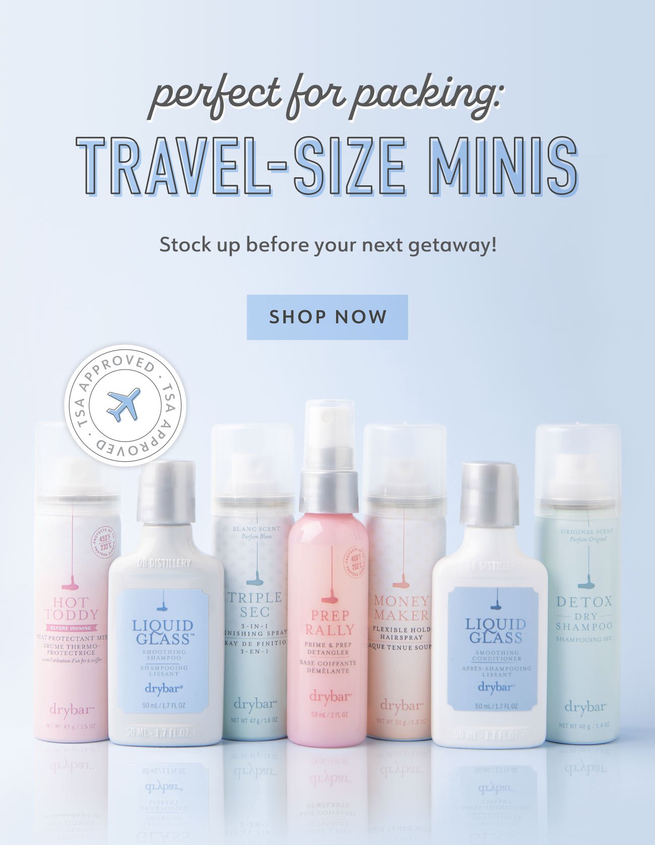 perfect for packing: travel-size minis