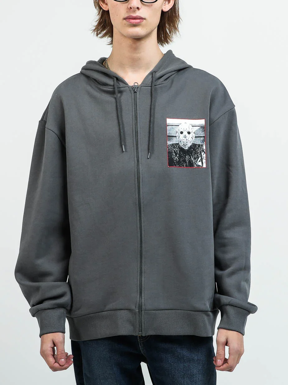Image of Jason You're All Doomed Gray Zip Up Hoodie