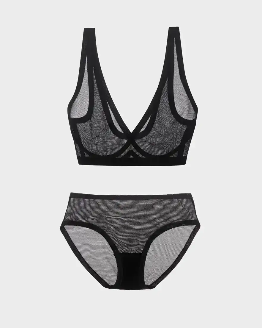 Image of Sheer Bra and High Cut Set