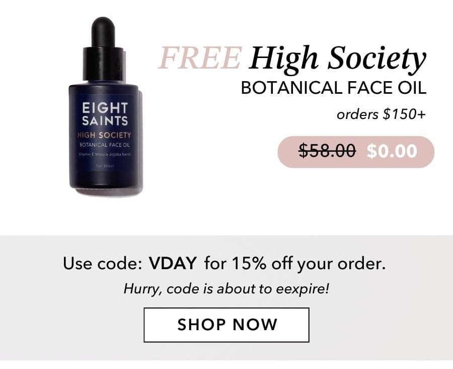 Free High Society Face Oil with \\$150+ order