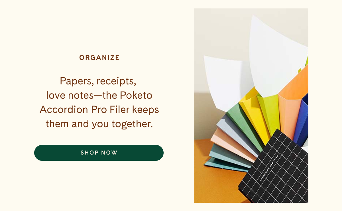 Organize | Papers, receipts, love notes—the Poketo Accordion Pro Filer keeps them and you together. | Shop Now