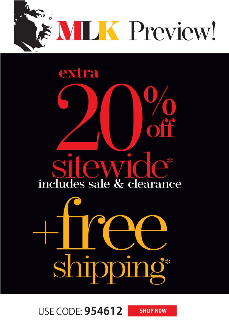 EXTRA 20% OFF SITEWIDE + FREE SHIPPING