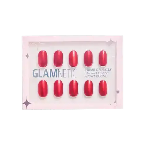 Glamnetic Press On Nails Short Round in Cherry Glaze