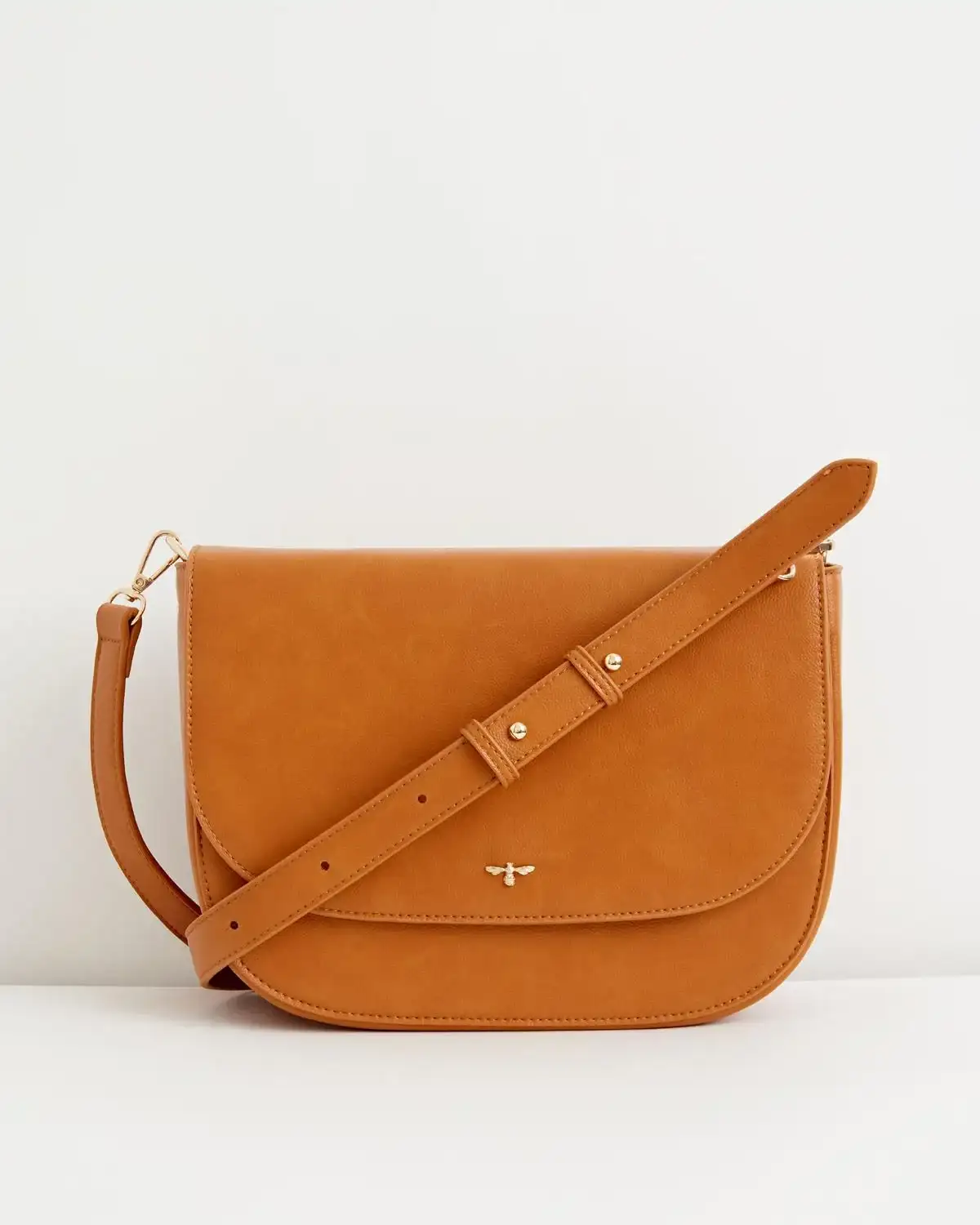 Image of Nina Messenger Handbag Tan Vegan Leather