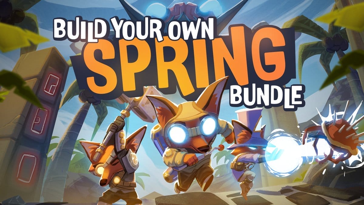 ''Build your own Spring Bundle'' is written on the left hand side of the image. On the right are 3 small foxes from the game Trifox.