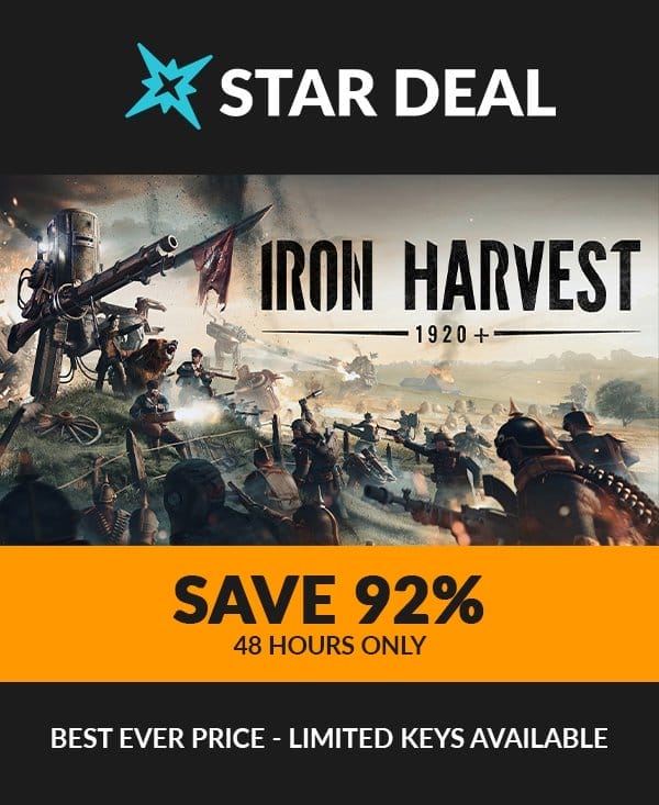 Star Deal! Iron Harvest. Save 92% for the next 48 hours only! Limited keys available