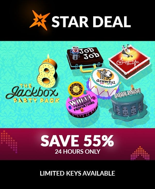 Star Deal! The Jackbox Party Pack 8. Save 55% for the next 24 hours only! Limited keys available