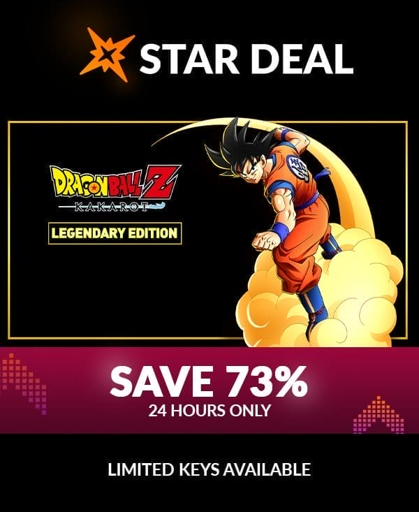 Star Deal! Dragon Ball Z: Kakarot - Legendary Edition. Save 73% for the next 24 hours only! Limited keys available