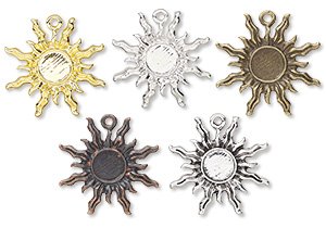 Glue-In Style Sun-Shaped Pewter Mountings