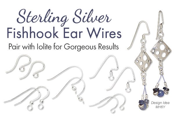 Sterling Silver Fishhook Ear Wires - Pair with Iolite for Gorgeous Results