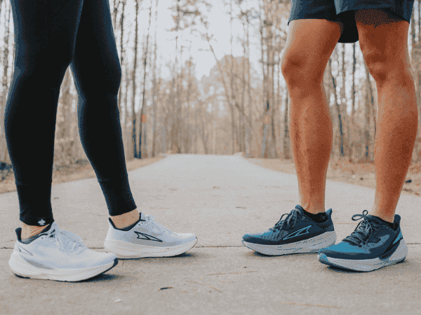 Man and woman wearing Altra shoes