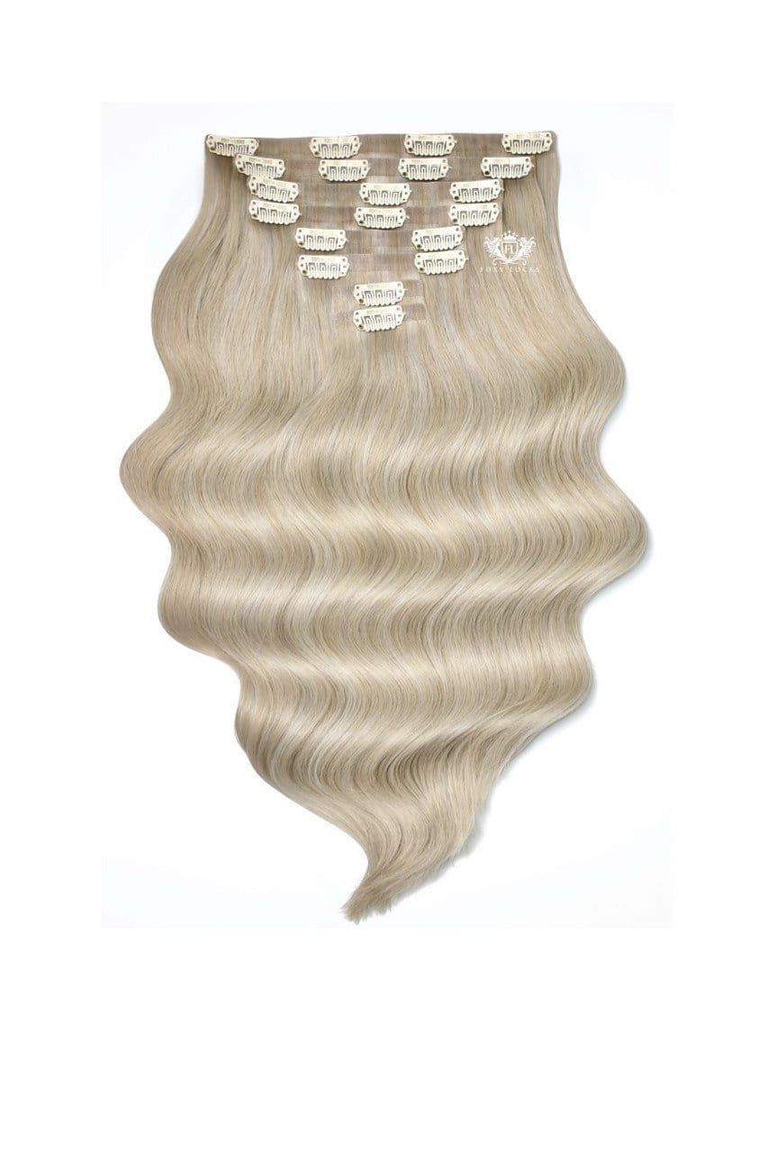 Image of Iced Latte - Elegant 14" Silk Seamless Clip In Human Hair Extensions 120g