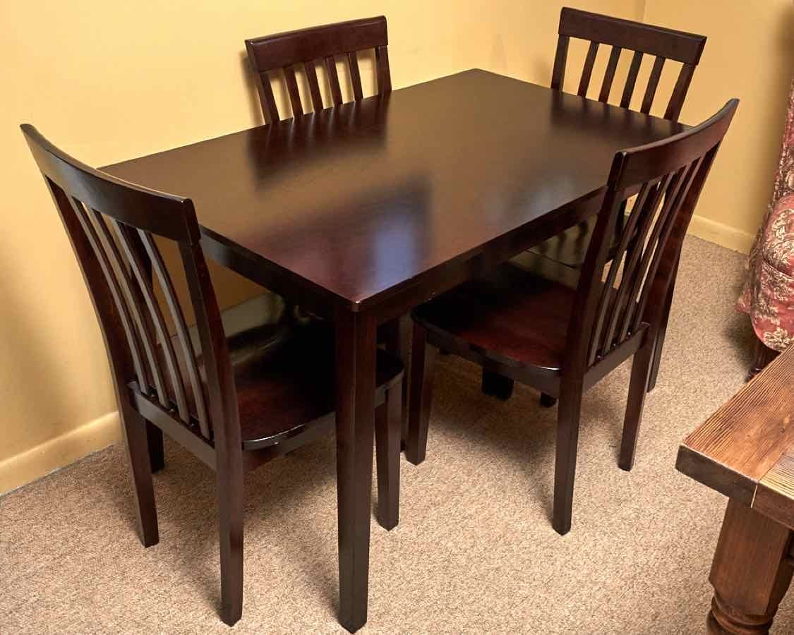 Espresso Finish Shaker Style Table & 4 Straight Back Chair Set