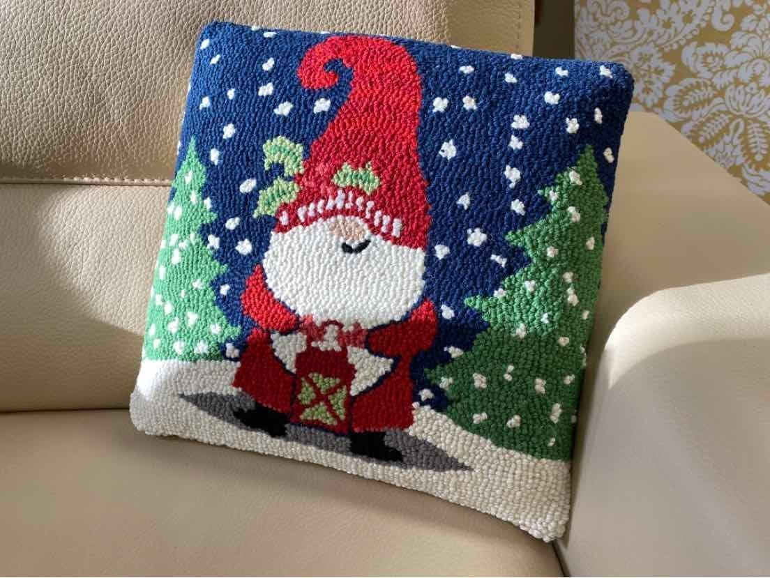  Holiday Gnome With Lantern Hook Accent Pillow 