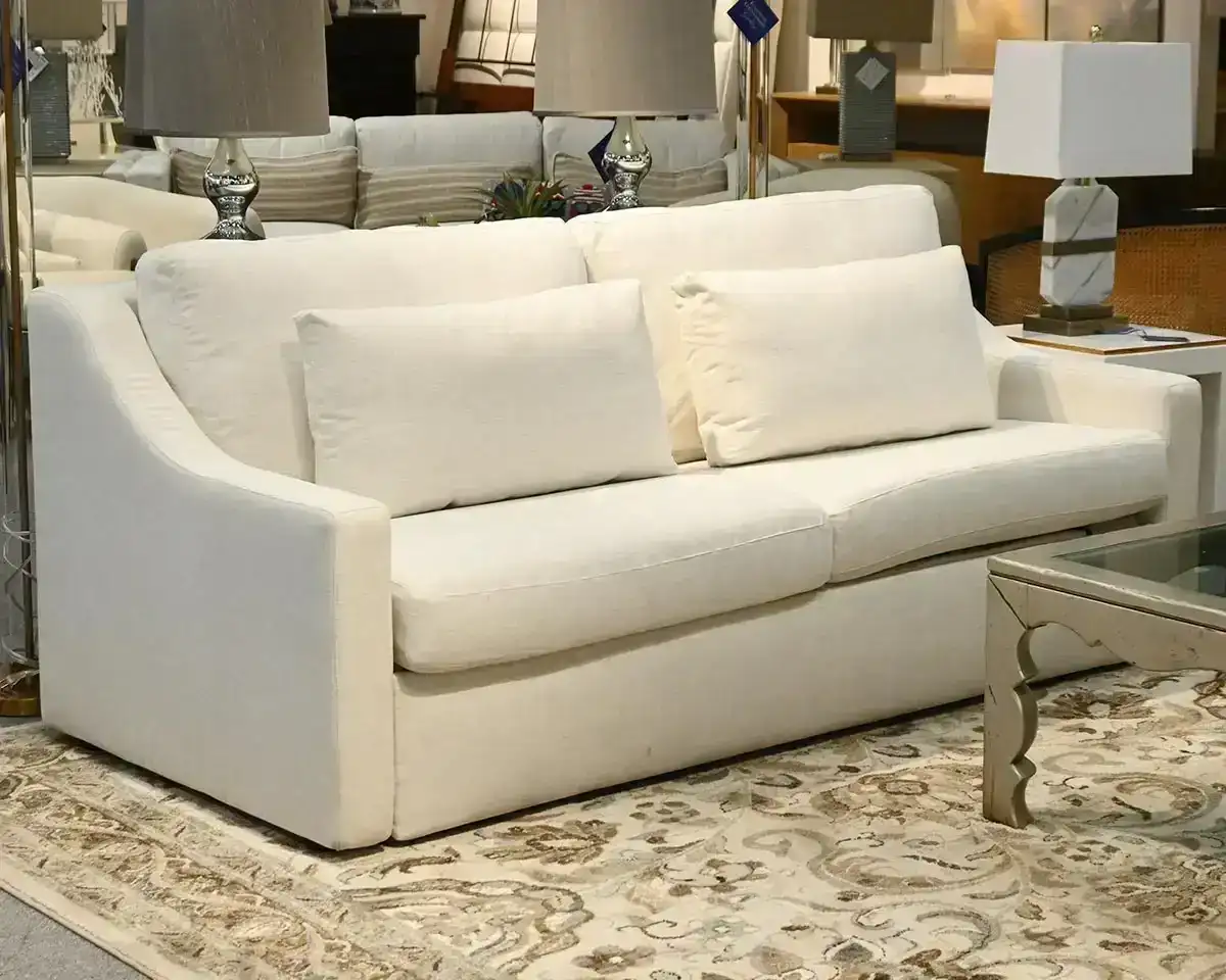 Arhaus Queen Sleeper Sofa in Creme Textured Woven Upholstery 