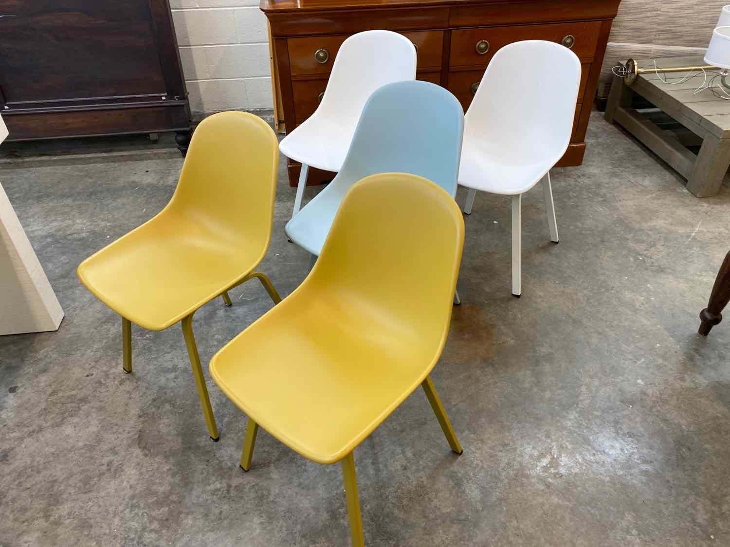  Set of 5 Multi-Color Plastic Chairs 