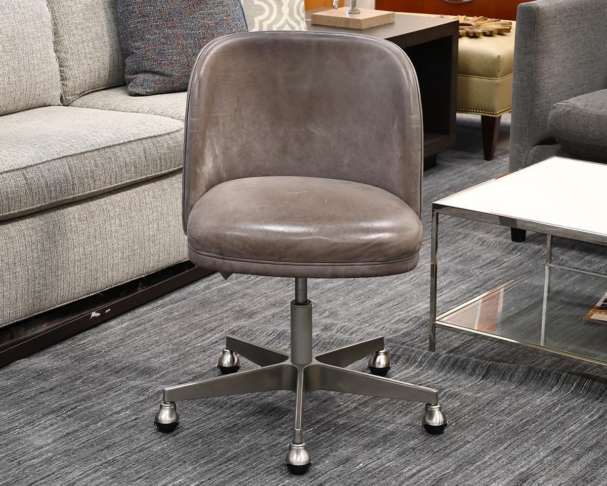  RH Alessa Leather Desk Chair in Pewter 