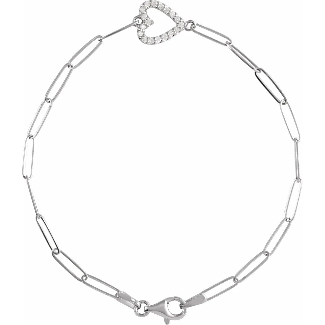 Image of Cassidy 14K Gold Diamond Heart Paper Clip Chain Bracelet (1/5 TCW)