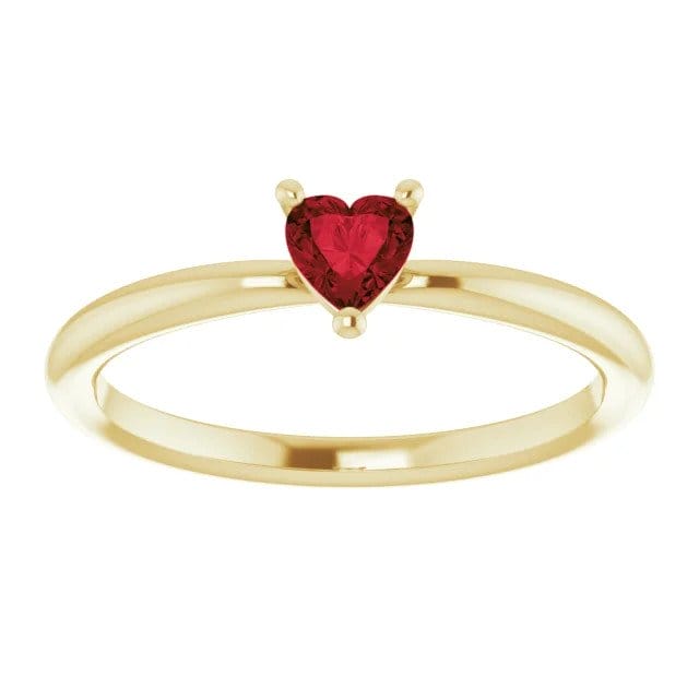 Image of Caterina 14K Yellow Gold Heart-Shaped Garnet Stacking Ring (1/4 CT DEW)