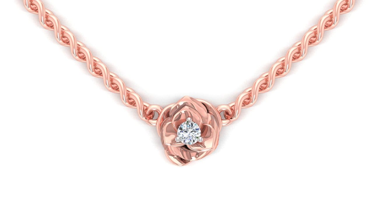 Image of Oklahoma "Rose Rock" 14K Rose Gold Diamond Necklace (1/15 TCW)