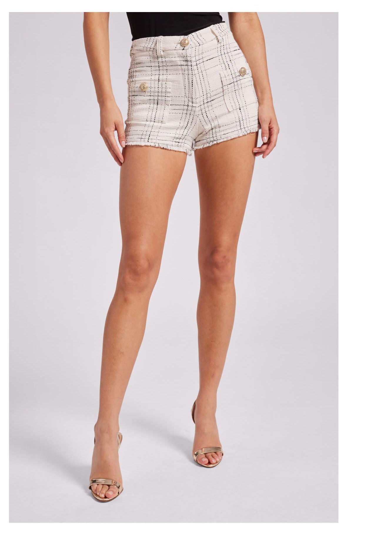 Landon Tweed Shorts - White/Black >> Shop Now