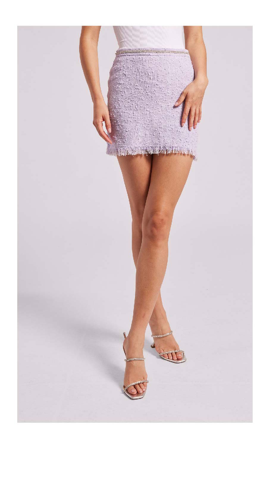 Sheena Tweed Skirt - Lilac >> Shop Now