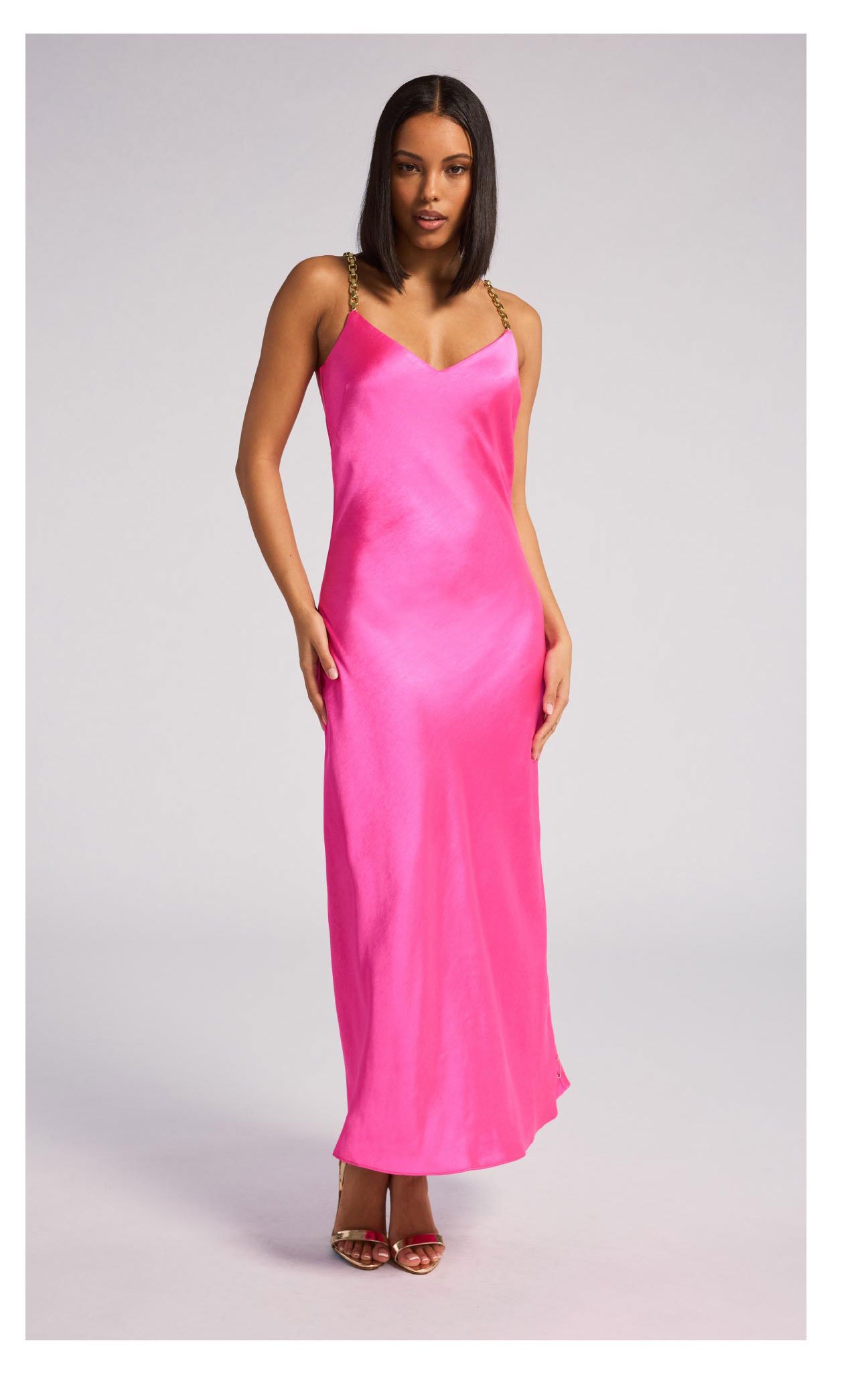 Monica Satin Maxi Dress - Hot Pink >> Shop Now