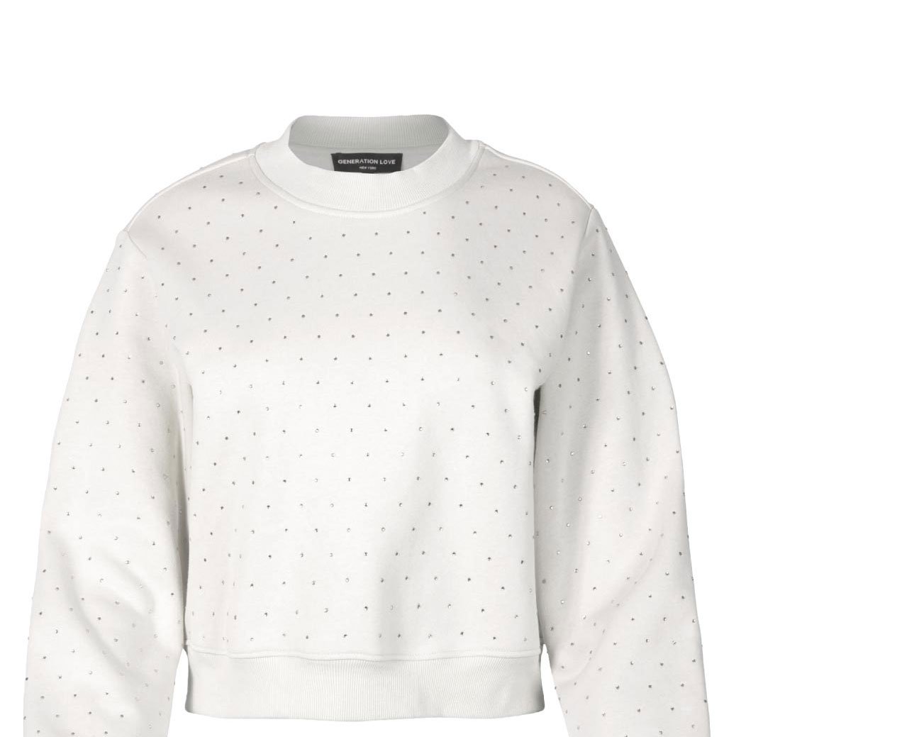 Julie Crystal Sweatshirt - White/Clear >> Shop Now